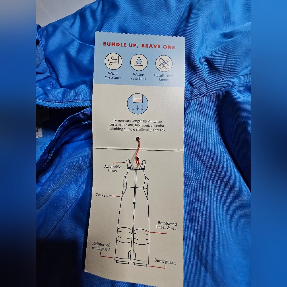 Cat & Jack Snow Bib Overalls Bright Blue - Picture 5 of 5
